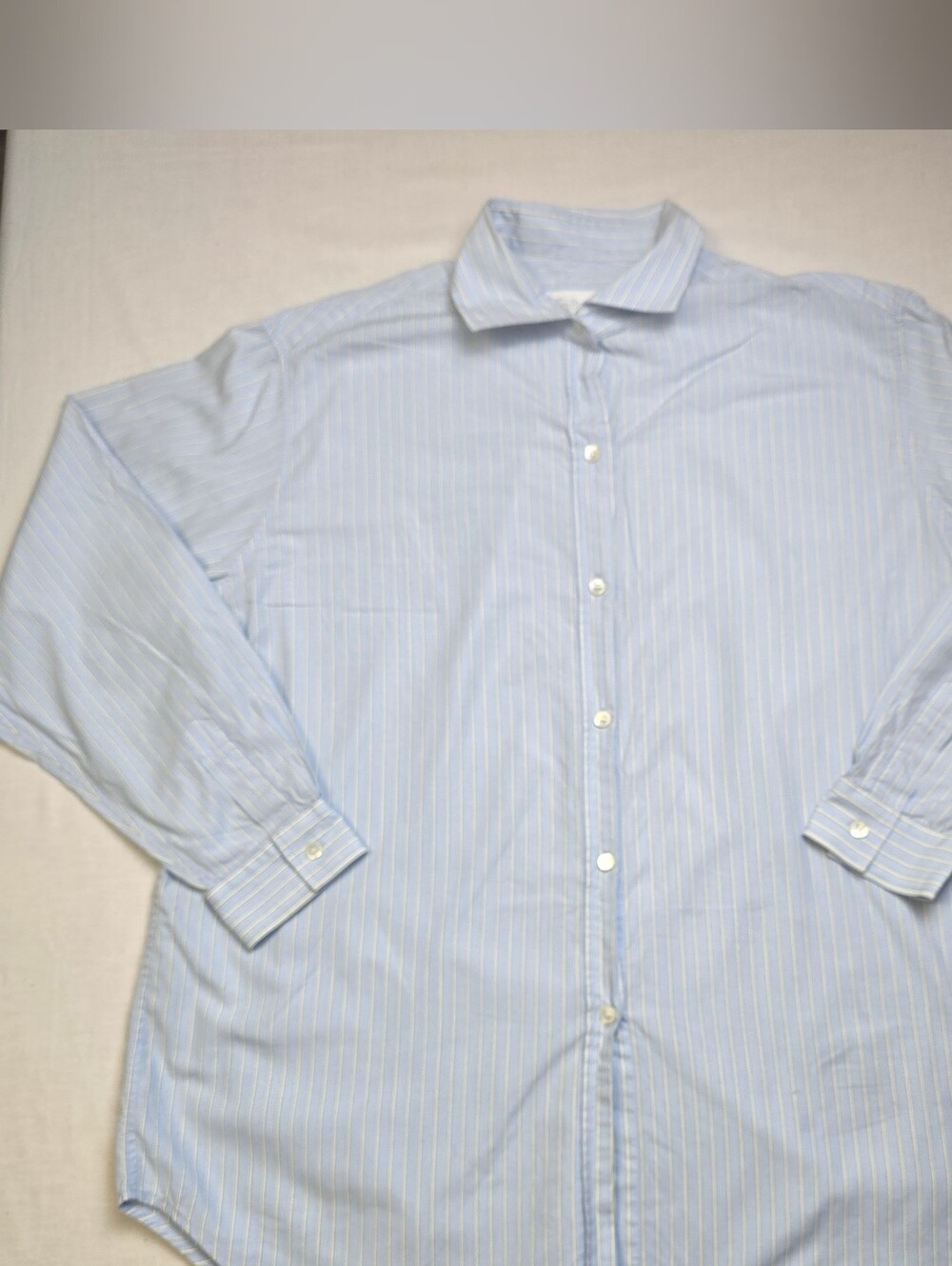 Vintage Burberry Light Blue Striped Dress Shirt Made Hong Kong